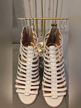 COACH Strappy Cage Sandals - Off White/Cream